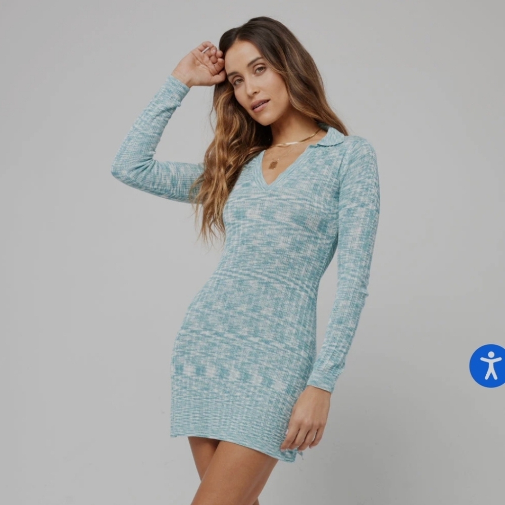 l*space Aqua Heathered Knit Mini Dress size
M